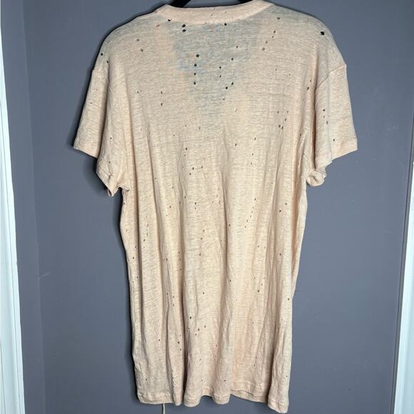 Olivaceous Light Pink Short Sleeve Distressed Top With Lace Up Detail Size Lg - Picture 6 of 6